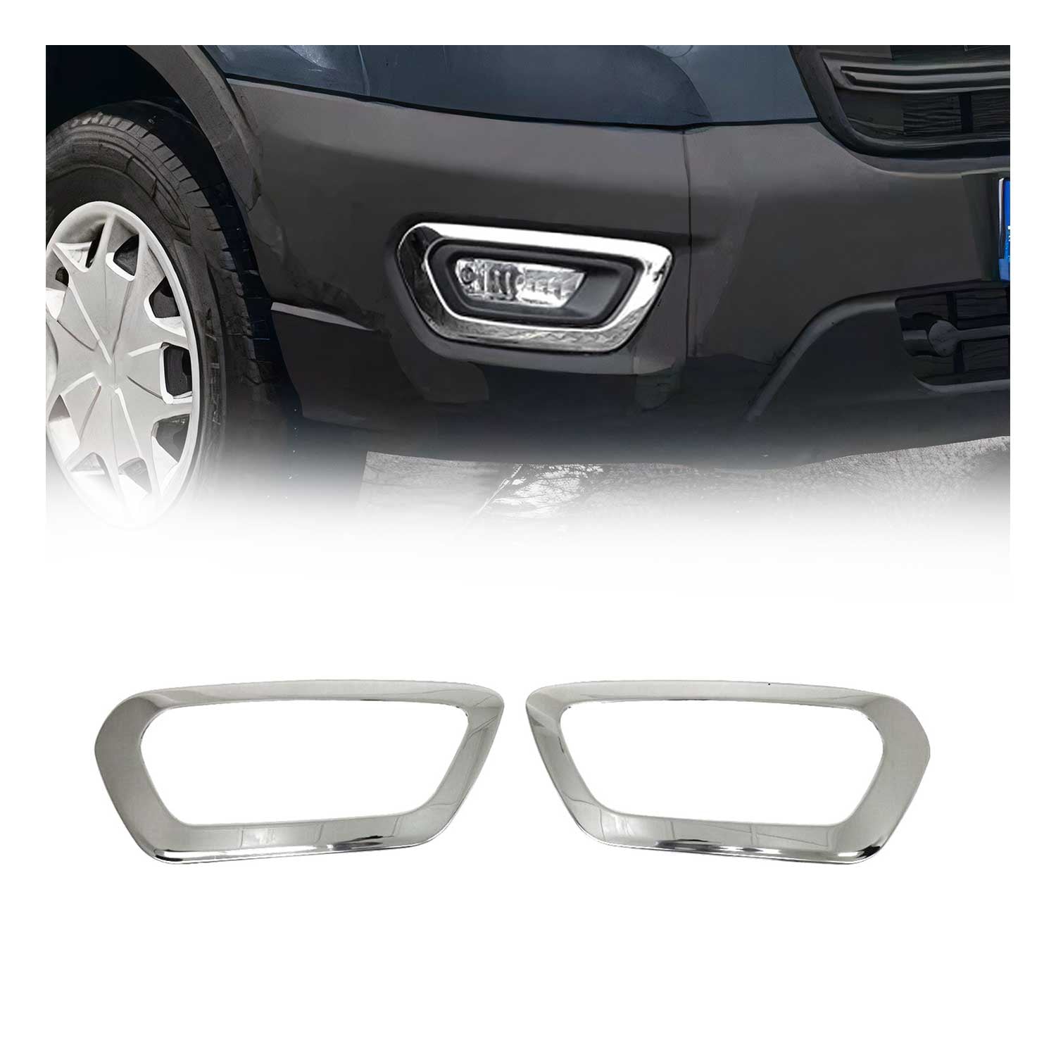 Cadre phare antibrouillard pour Ford Transit 2020-2026 en acier inox chromé