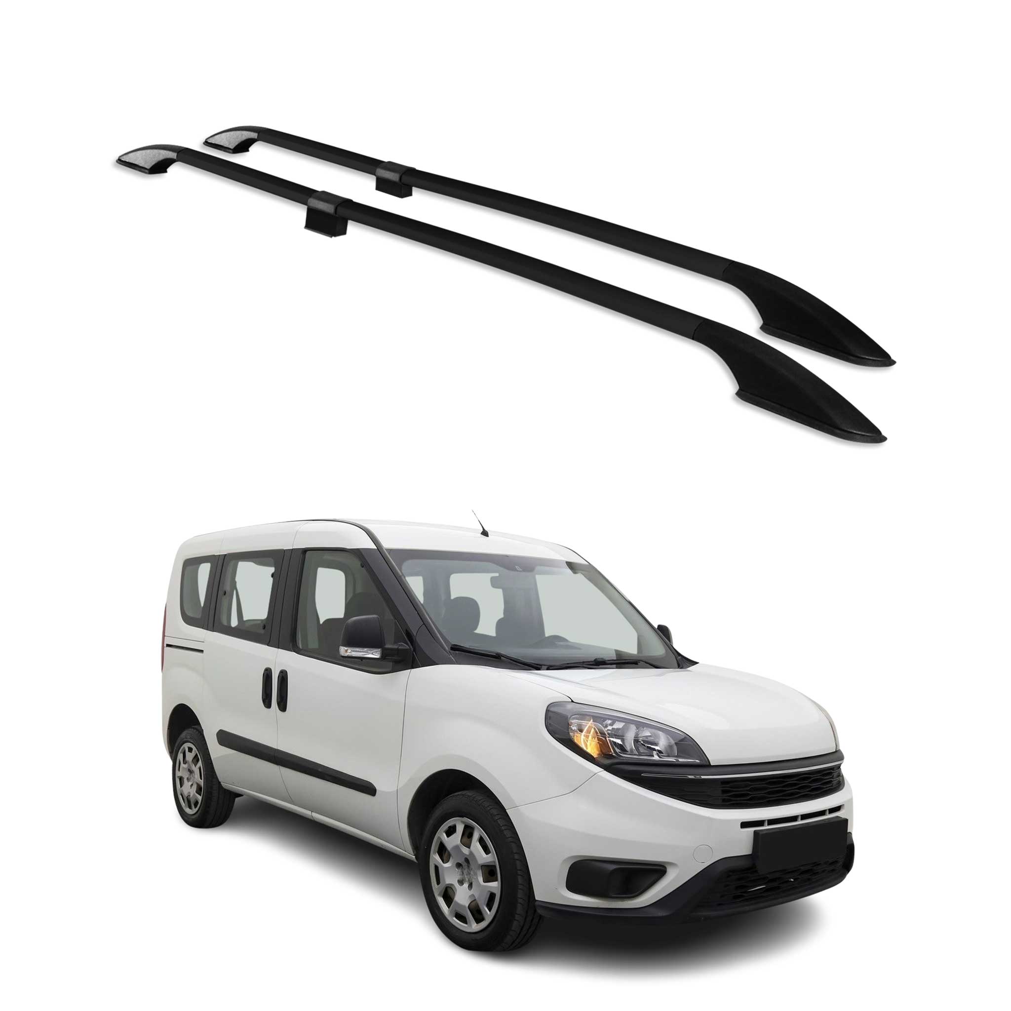 Barres de toit longitudinales pour Fiat Doblo 2010-2021 L1 Aluminium Noir 2Pcs