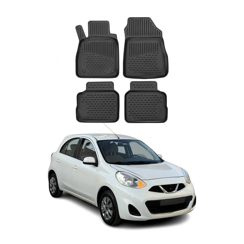 OMAC Tapis de sol pour Nissan Micra 2017-2025 sur mesure en caoutchouc Noir