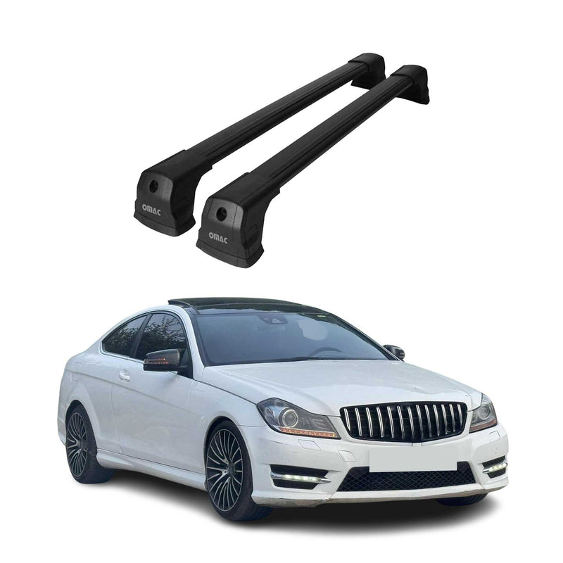 Barres de toit transversales pour Mercedes Classe C C204 Coupe 2011-14 Alu Noir