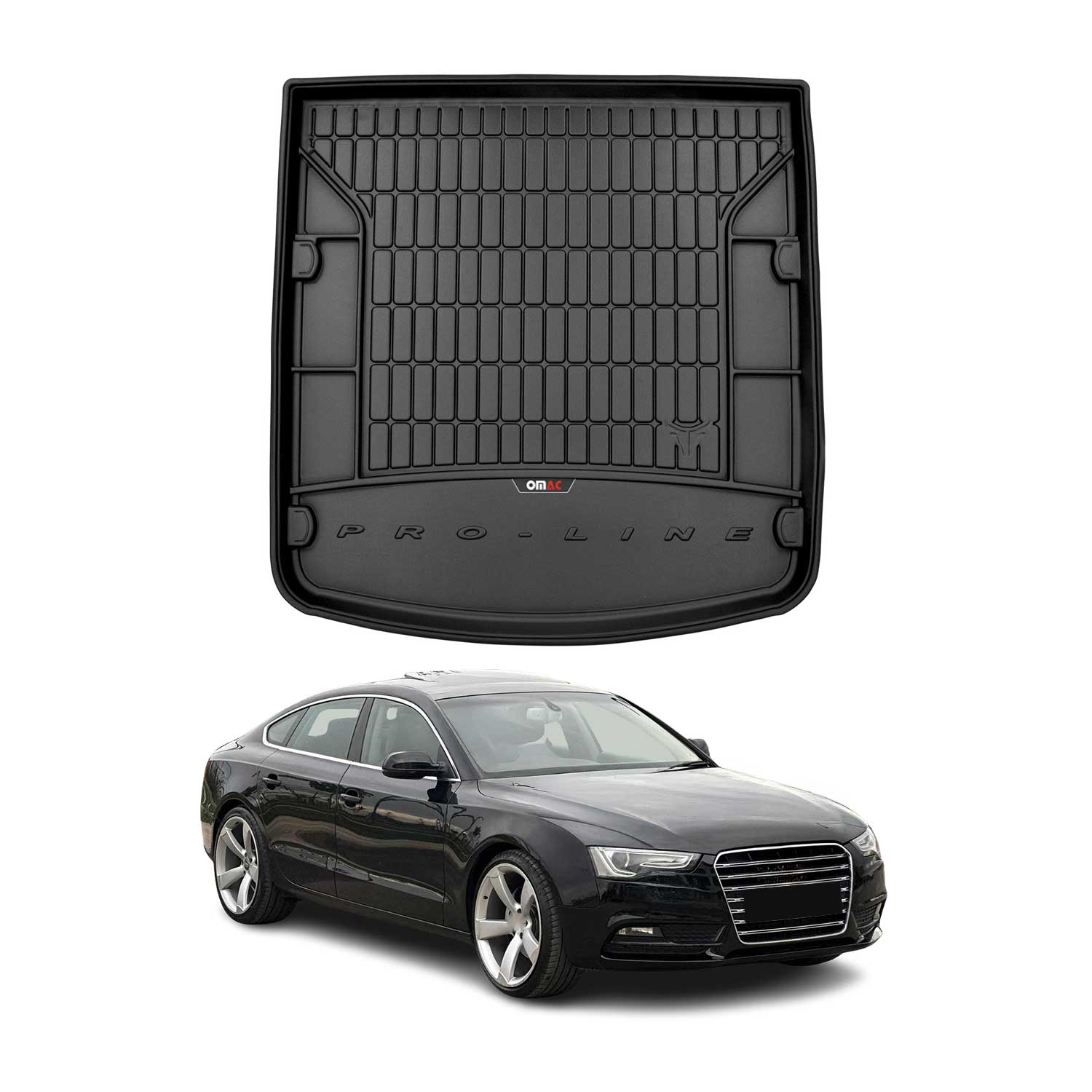 OMAC Tapis de coffre caoutchouc pour Audi A5 8TA Sportback 2009-2011 Pre-FL Noir