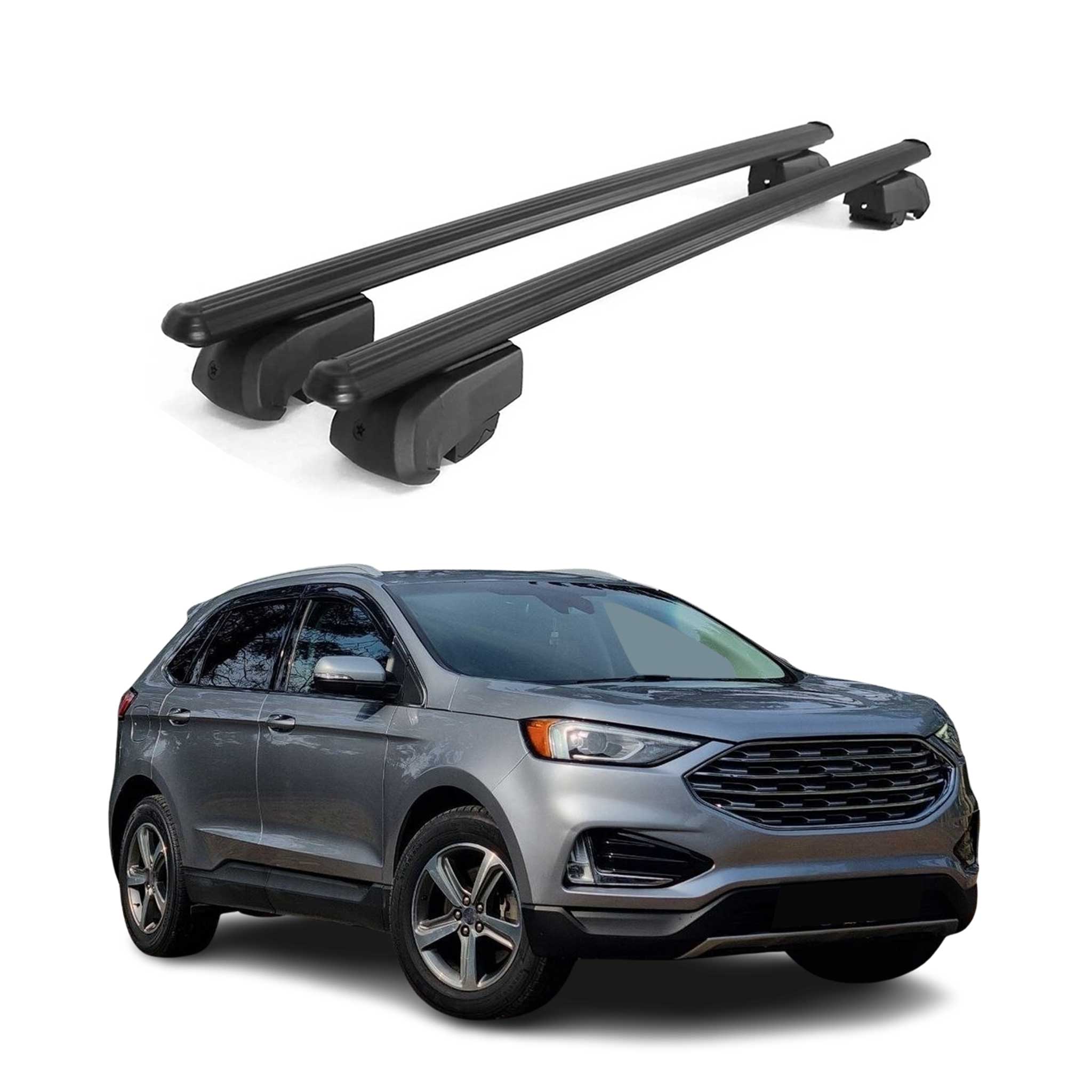 Barres de toit Transversales pour Ford Edge 2015-2023 Aluminium Noir ABE