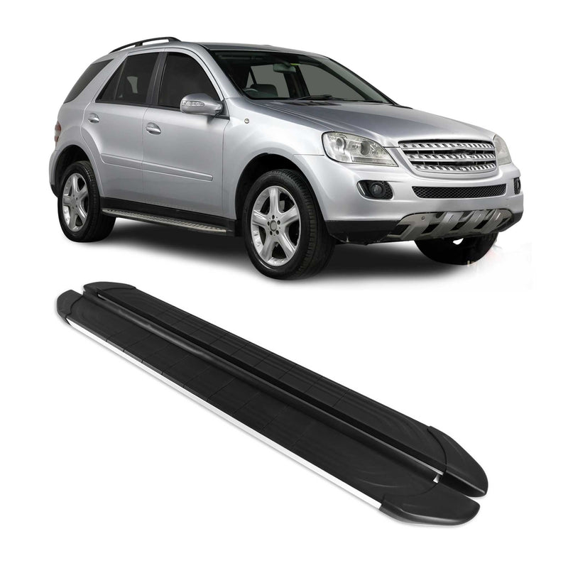 Marchepieds Latéraux pour Mercedes Classe M W164 2006-2011 Alu Gris Noir 2Pcs