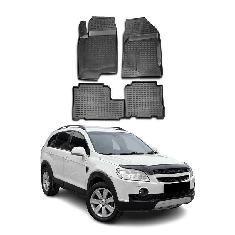 Tapis de sol pour Chevrolet Captiva 2006-2017 5 sièges en caoutchouc Noir 4Pcs