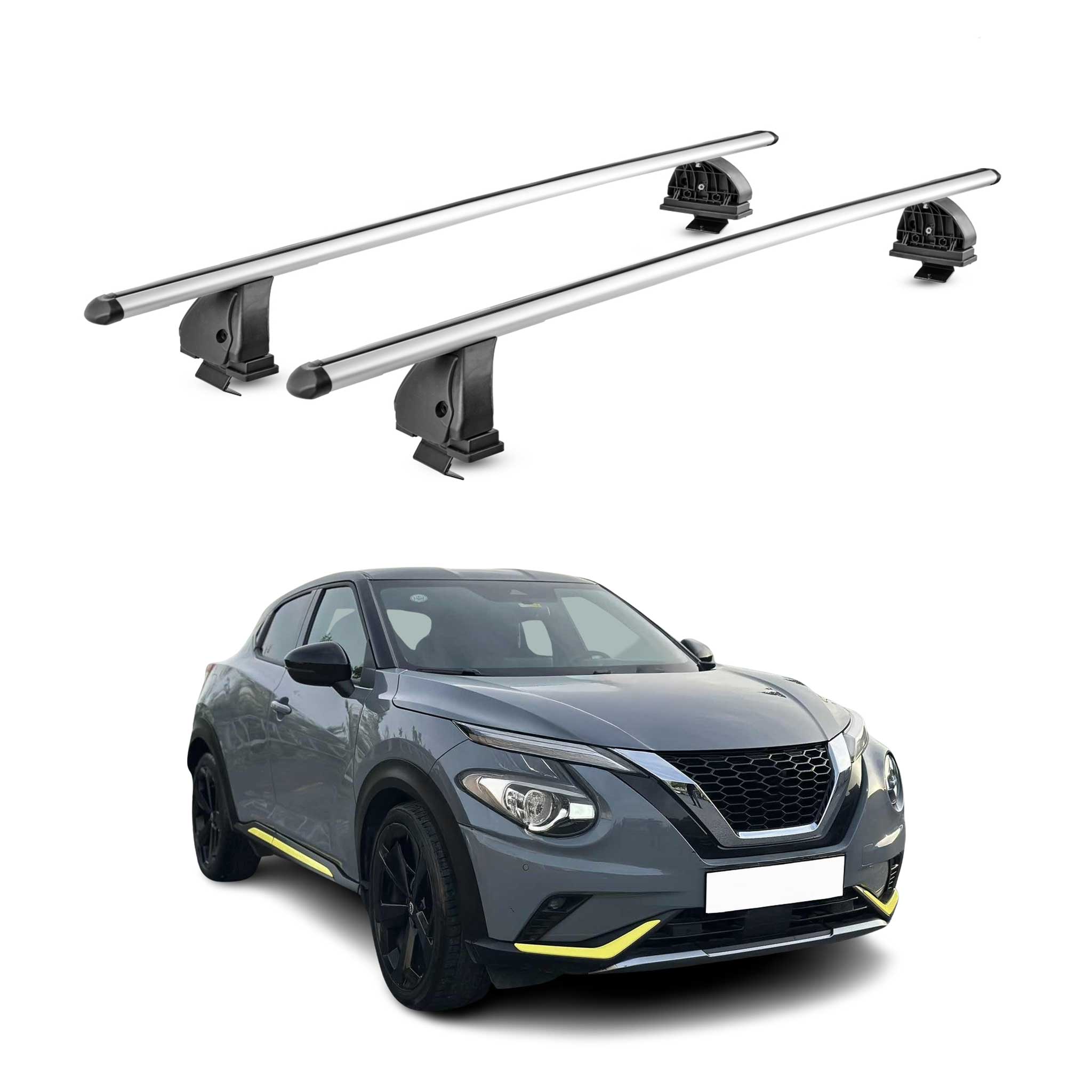 Barres de toit transversales Alu pour Nissan Juke II 2019-2026 TÜV 75 kg Gris 2x