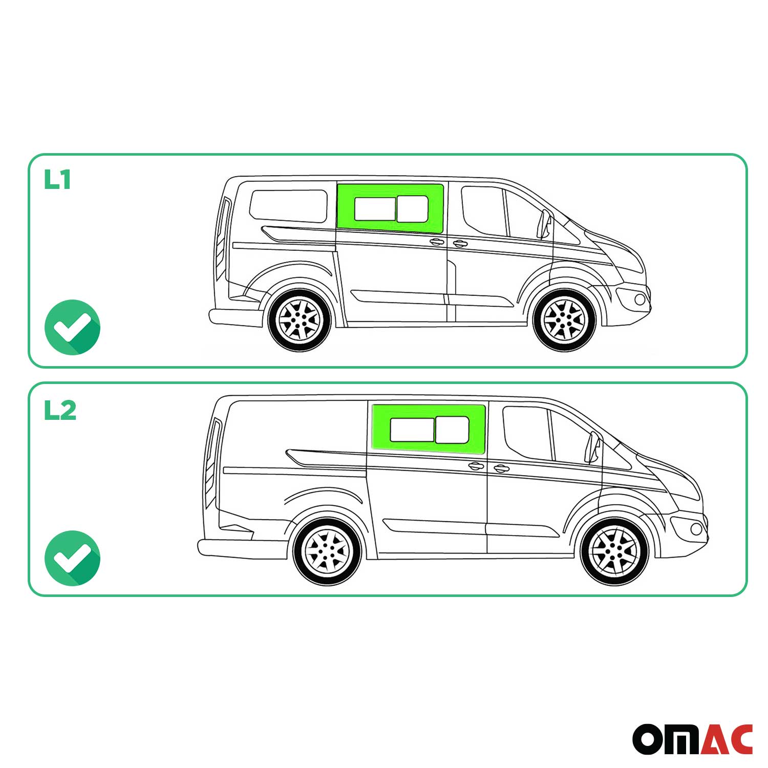 Vitre de Porte pour Ford Transit Custom 2013-2024 L1/L2 Avant Droit coulissante