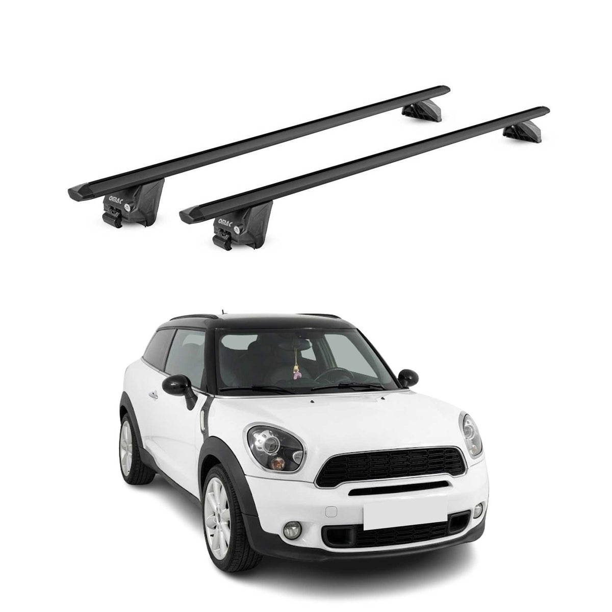 Barres de toit transversales pour Mini Paceman R61 2013-16 Alu Noir 2 pièces ABE