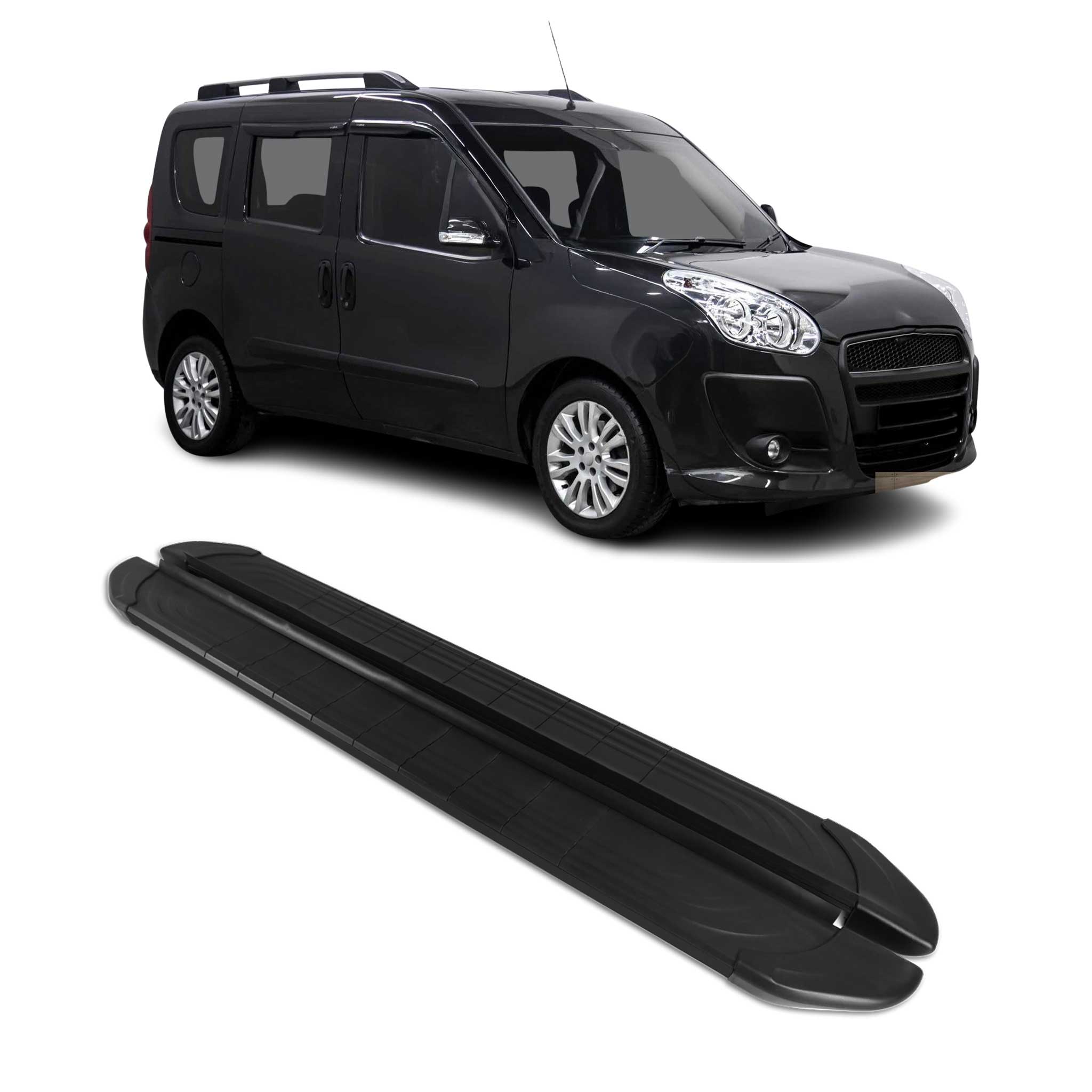 Marchepieds Latéraux pédale pour Fiat Doblo 2010-2021 L1 2Pcs Aluminium Noir