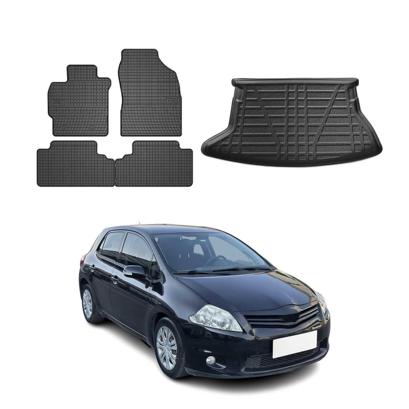 Kit Tapis de sol et coffre pour Toyota Auris 2007-2012 HB TPE Noir