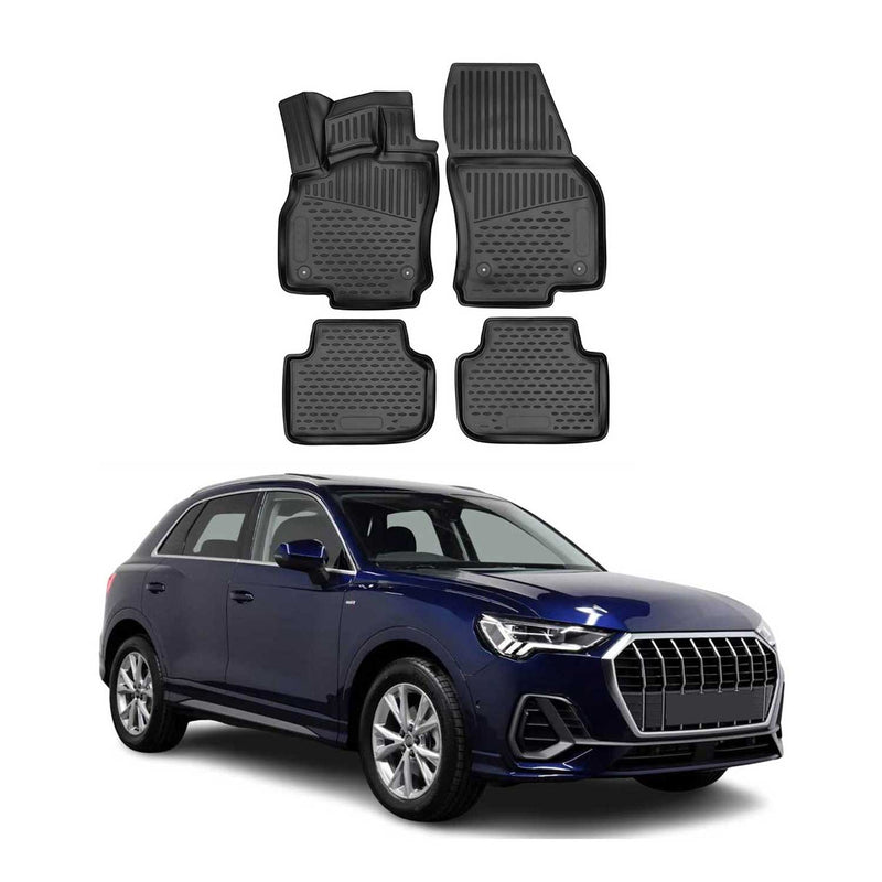 OMAC 3D Tapis de sol pour Audi Q3 / Q3 Sportback 2018-2025 caoutchouc Noir 4Pcs