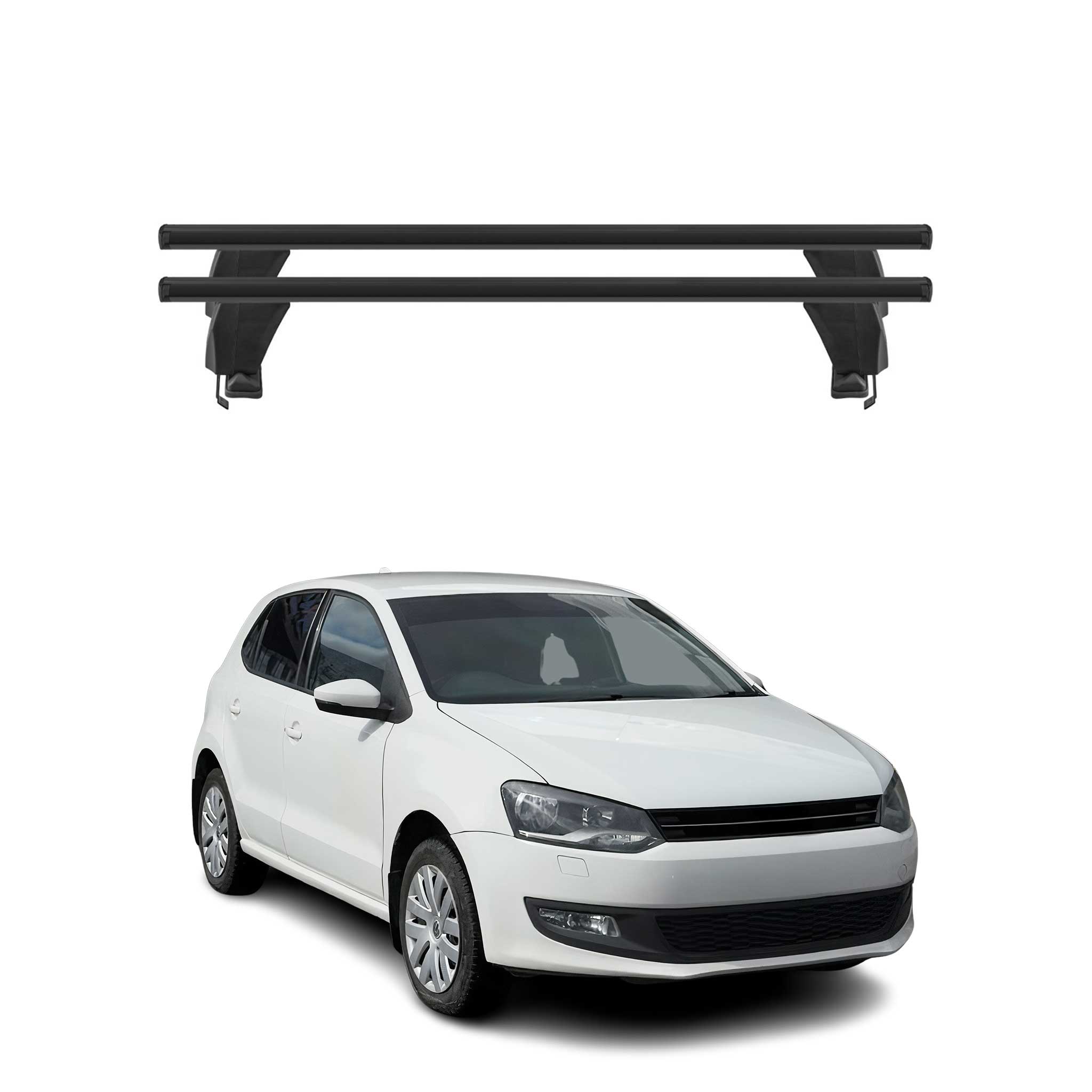 Menabo Barres de toit Transversales pour VW Polo V 2009-2017 Alu 3 portes Noir
