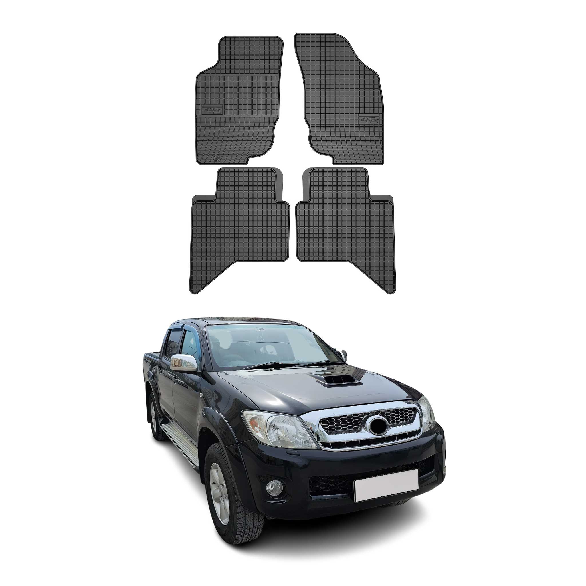 Tapis de Sol pour Toyota Hilux 2005-2015 Caoutchouc Noir