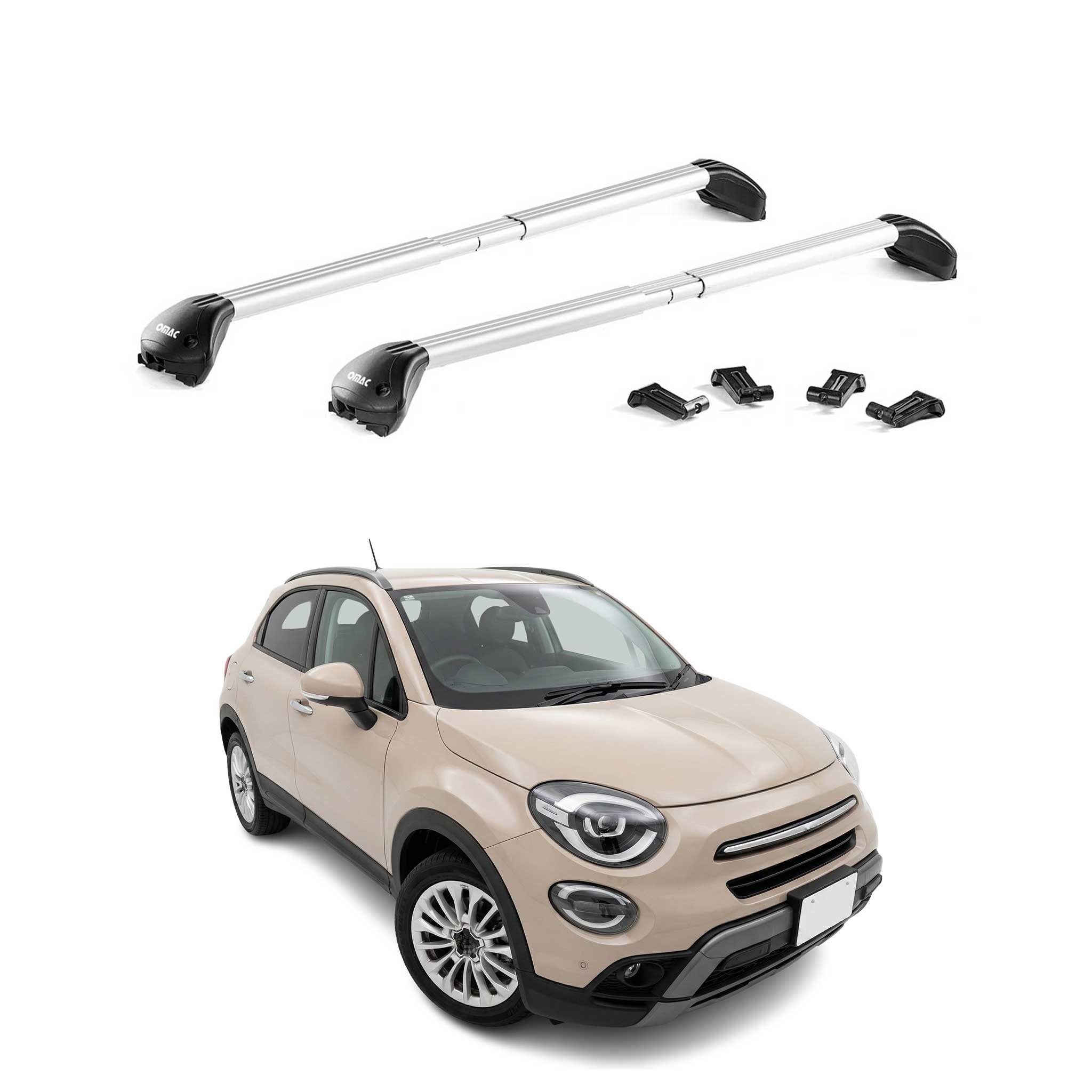Barres de toit transversales pour Fiat 500X 2015-2026 Aluminium Gris ABE