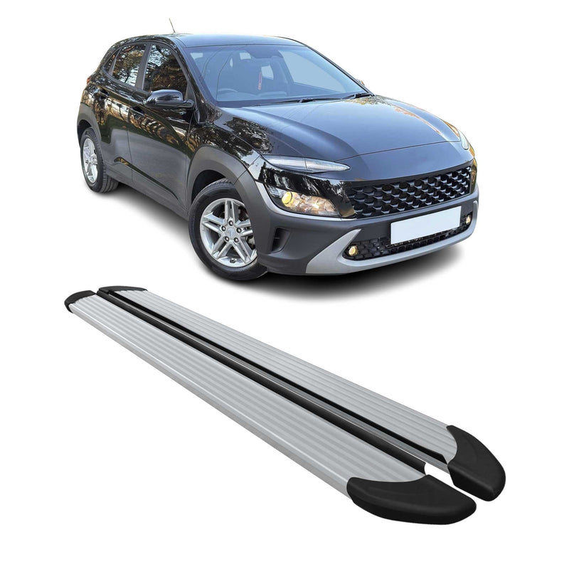 Marchepieds Latéraux pédale pour Hyundai Kona 2018-2024 Aluminium Argent 2Pcs