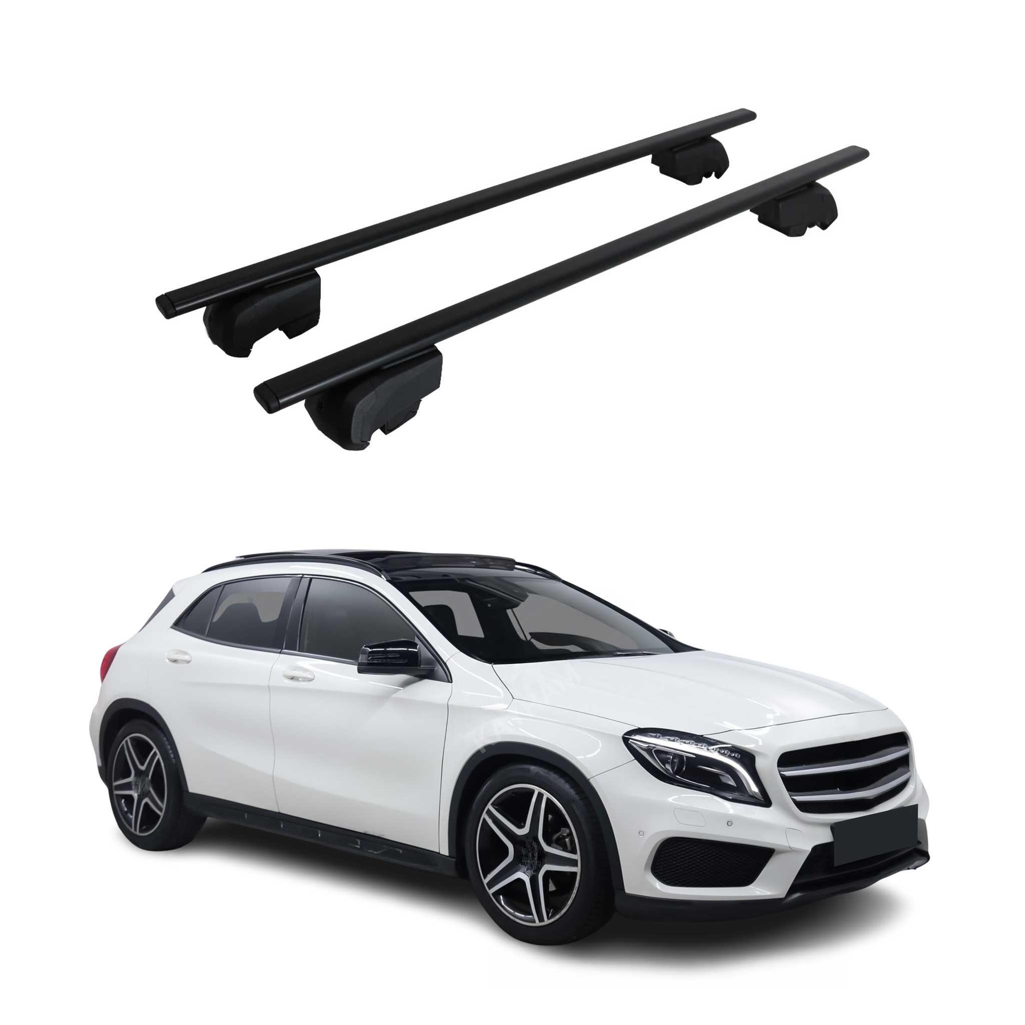 Barres de toit Transversales pour Mercedes GLA X156 2013-2020 Fer Noir ABE