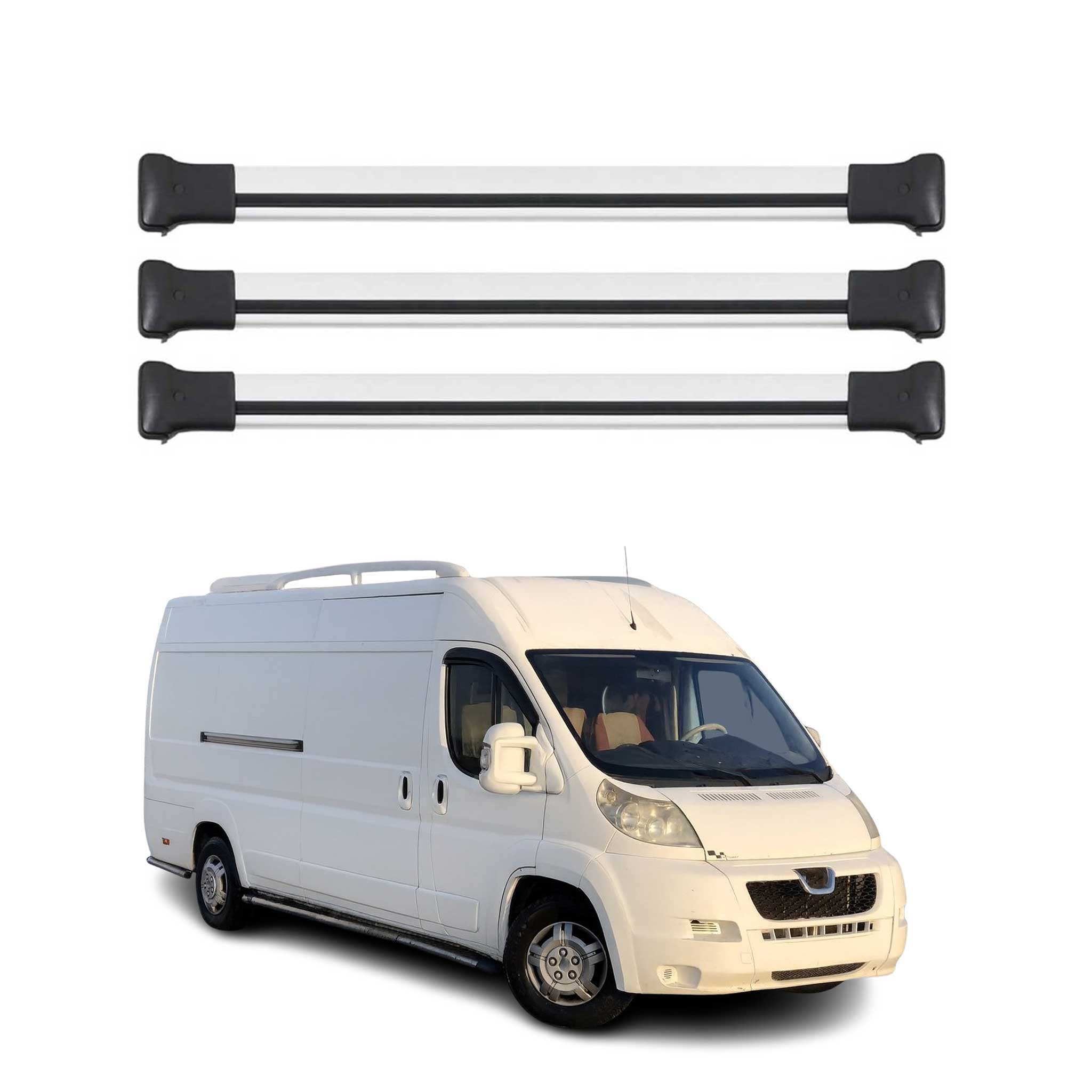 Barres de toit transversale pour Peugeot Boxer 2006-2024 Aluminium Gris 3Pcs