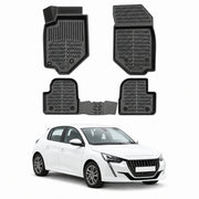 Tapis de sol pour Peugeot 208 MK2 2019-2027 Noir 3D en Caoutchouc TPE 4Pcs