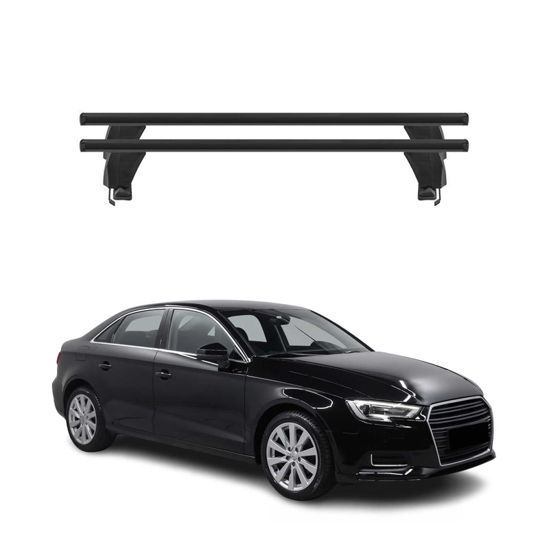Menabo Barres de toit transversales pour Audi A3 8V Berline 2013-20 Alu Noir ABE