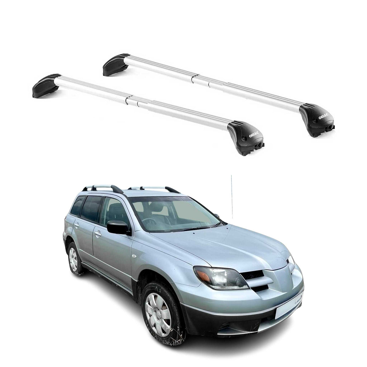 Barres de toit pour Mitsubishi Outlander CU 2003-2007 5P Gris Argenté 2x ABE