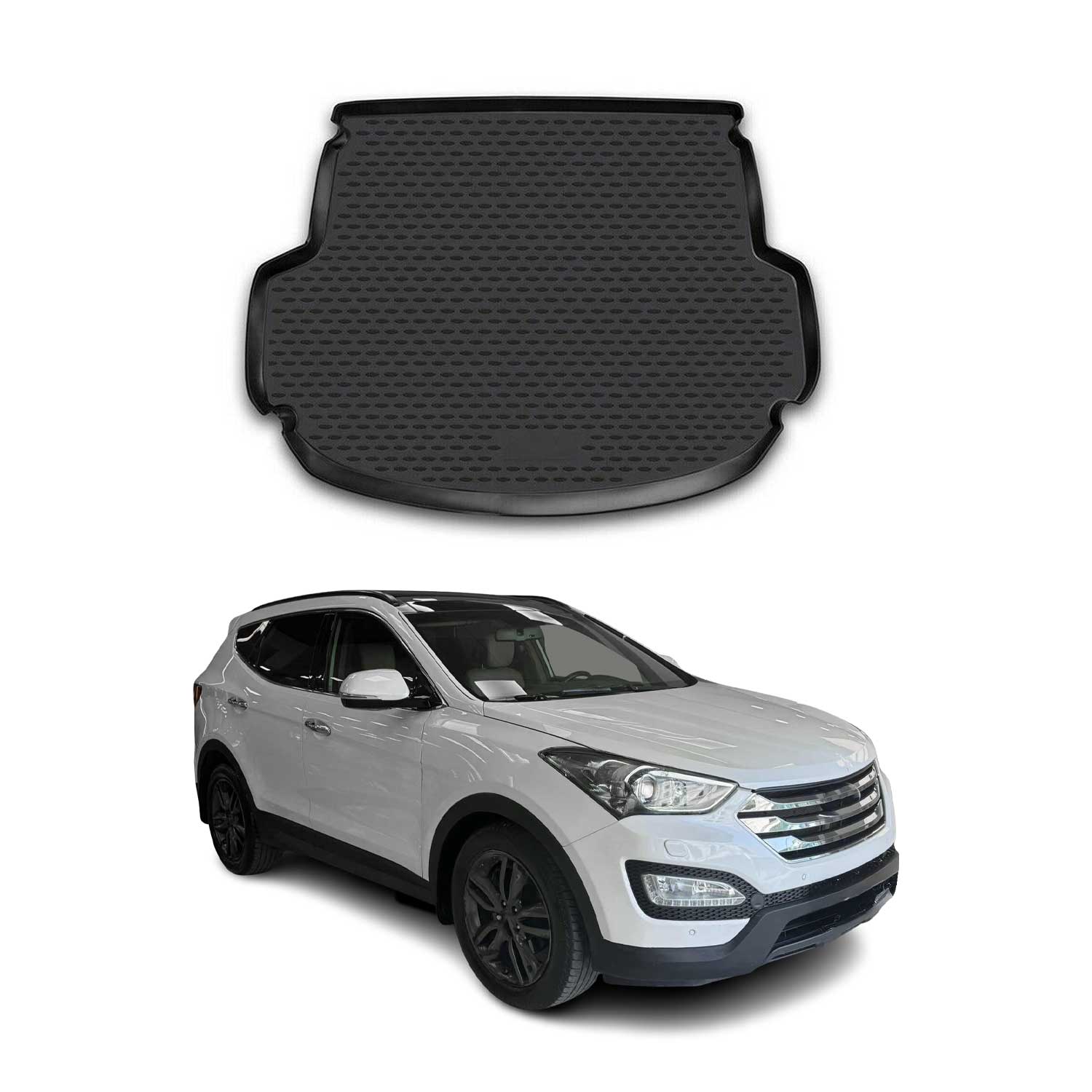 Tapis de Coffre pour Hyundai Santa Fe III 2013-2018 5Places caoutchouc 3D Noir