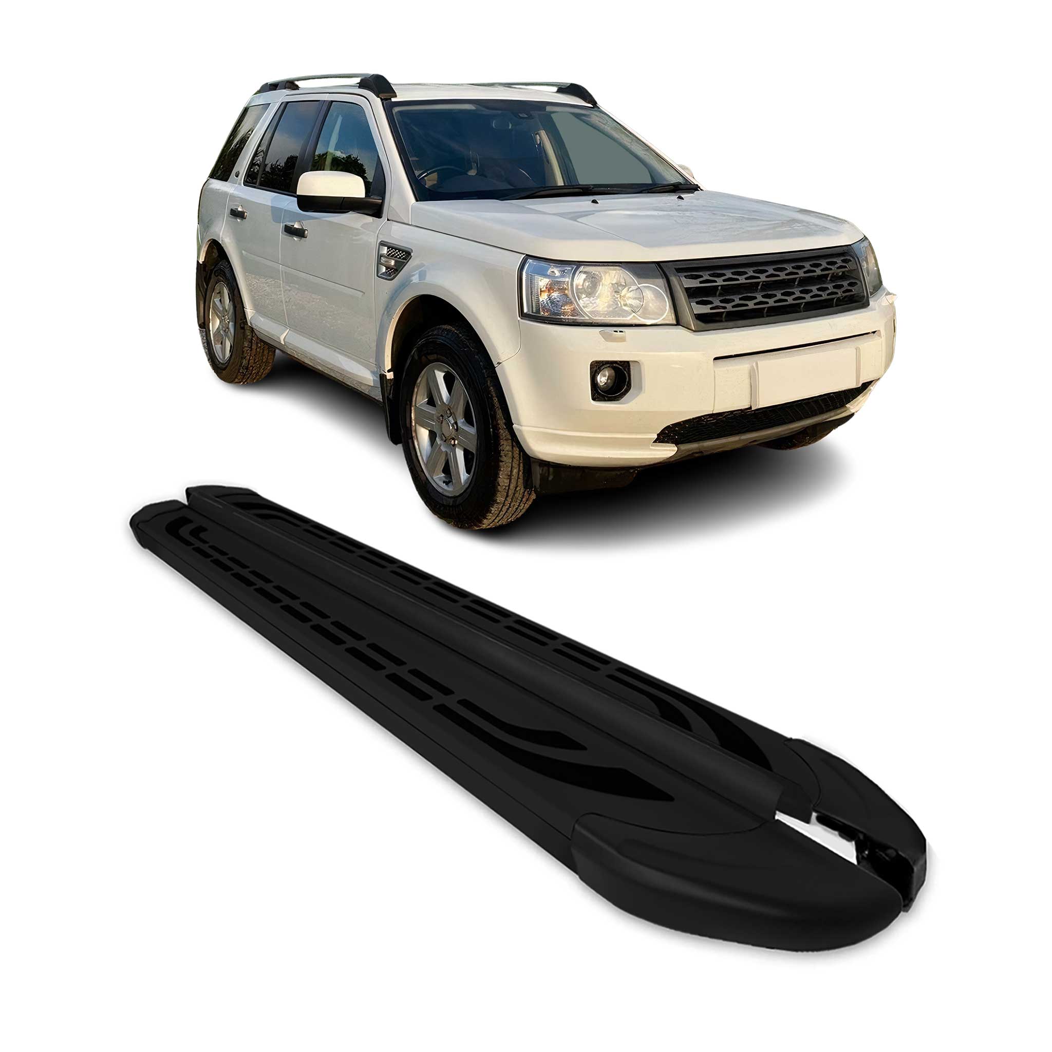 Marchepieds Latéraux pour Land Rover Freelander 2006-2014 Aluminium Noir 2Pcs