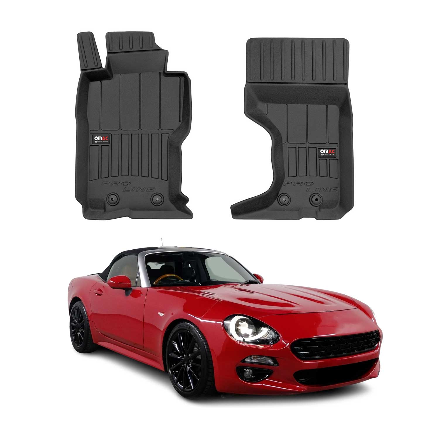 OMAC Tapis de sol en caoutchouc pour Fiat 124 Spider 2016-2019 Noir Premium