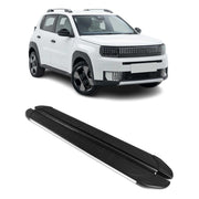 Marchepieds Latéraux pour Fiat Grande Panda 2024-2026 Aluminium Gris Noir 2Pcs