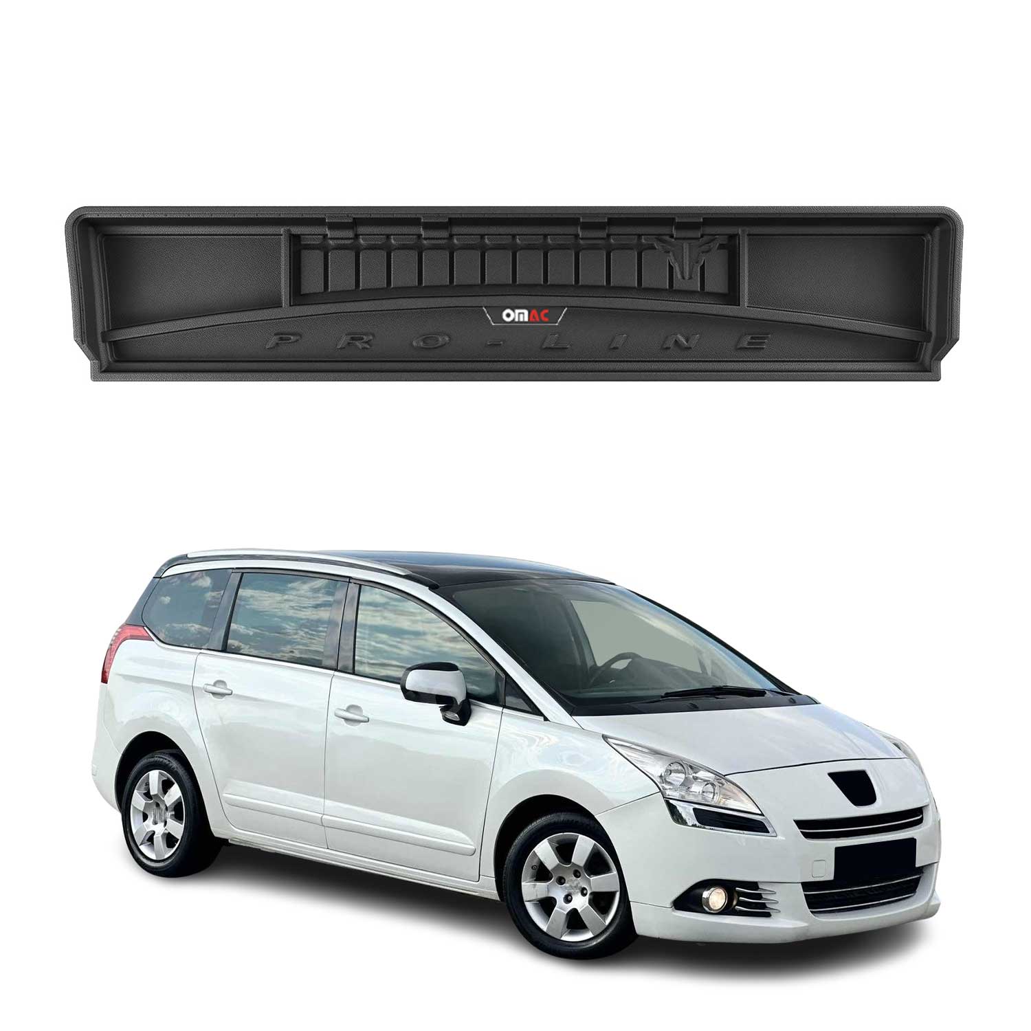 Tapis de Coffre pour Peugeot 5008 2009-2017 Noir TPE