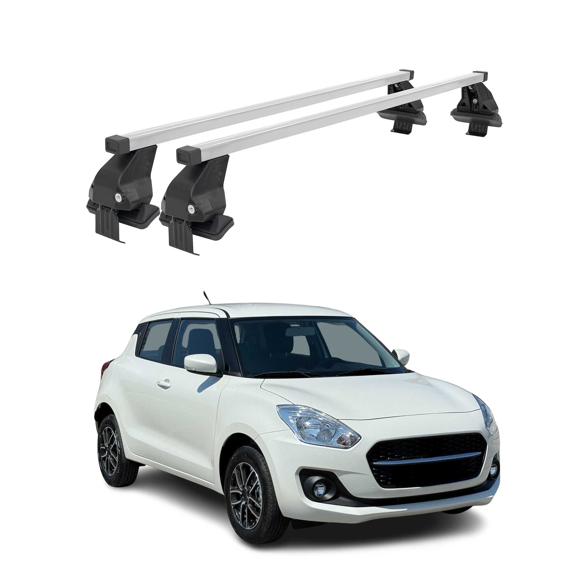 Barres de toit transversales pour Suzuki Swift III 2017-2024 Acier Gris