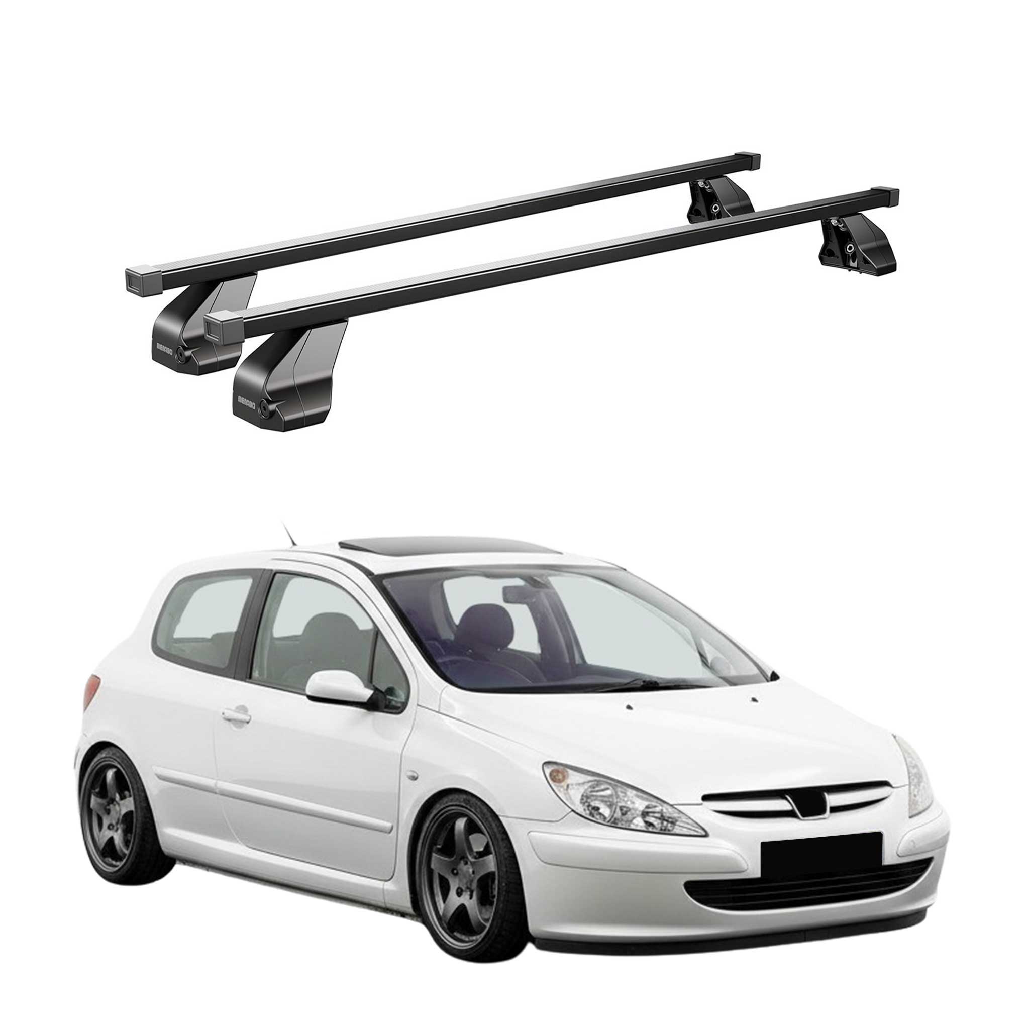 Barres Transversales Menabo pour Peugeot 307 2001-2009 3-portes Noir