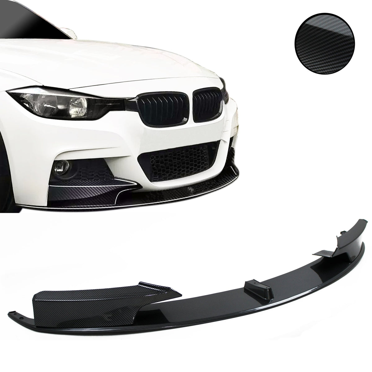 JOM Lèvre de Pare-choc Avant pour BMW Série 3 F30/F31 2011-2019 Carbon Optik Sport Look 1 pièce