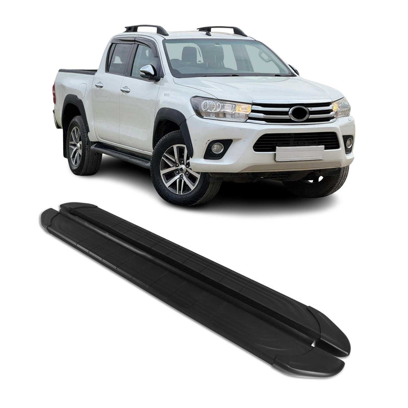 Marchepieds Latéraux pédale pour Toyota Hilux Double Cab 2015-2025 2Pcs Alu Noir