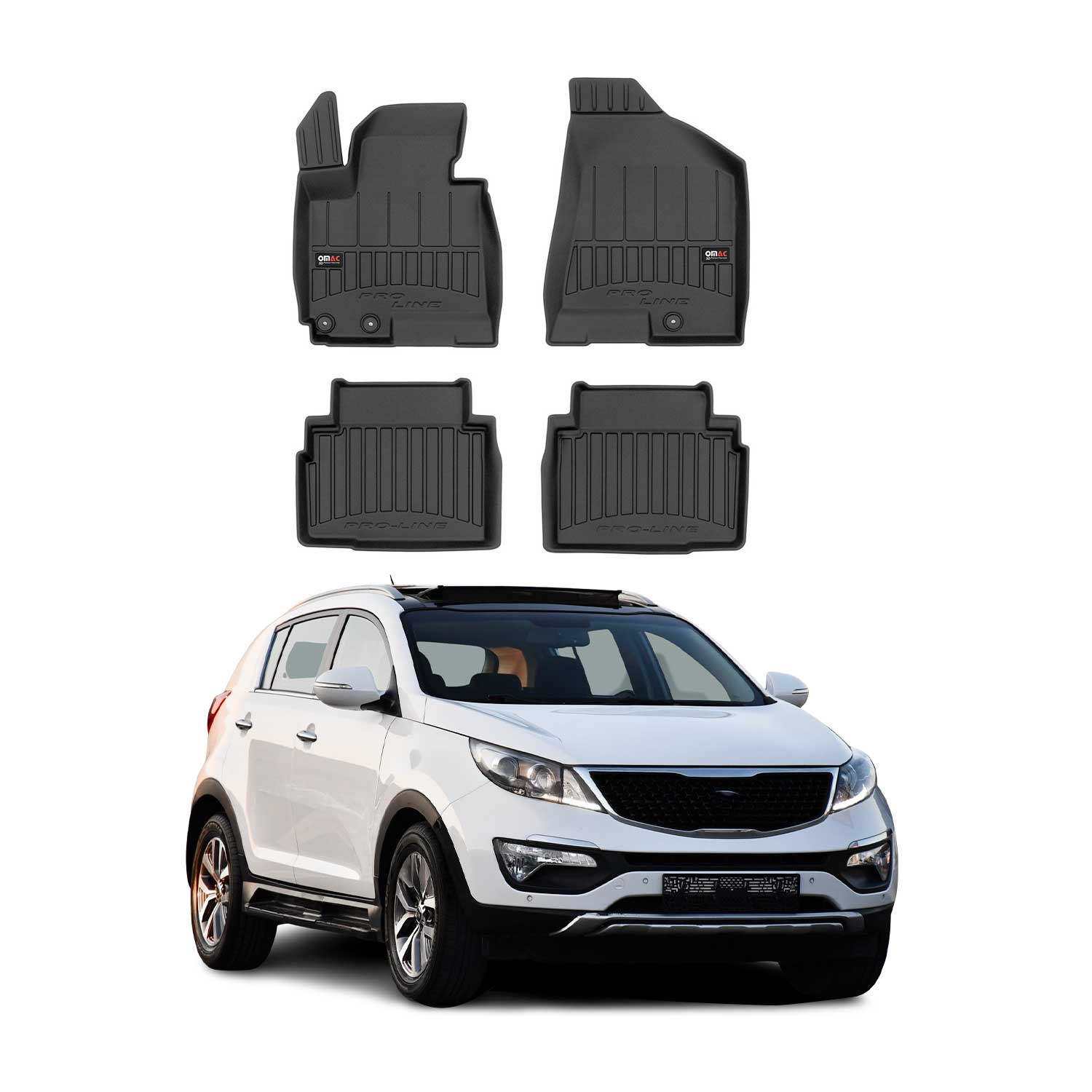 OMAC Tapis de sol en caoutchouc pour KIA Sportage 2010-2015 Noir Premium