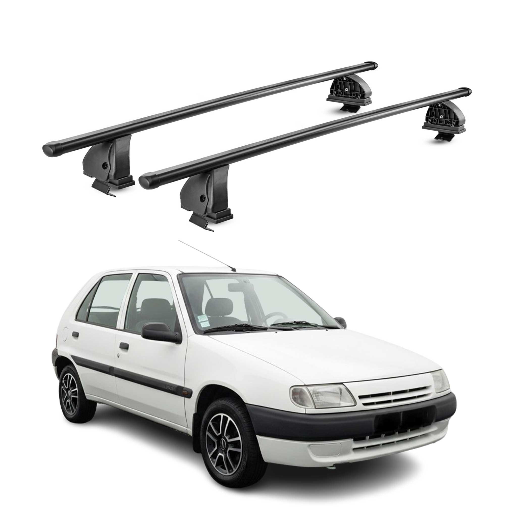 Barres de toit transversales acier pour Citroen Saxo 1996-2003 TÜV 75 kg Noir 2x