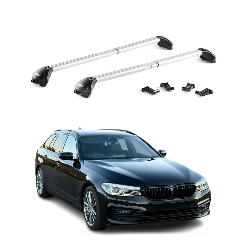Barres de toit transversales pour BMW Serie 5 Break G31 2017-2025 Alu Gris ABE