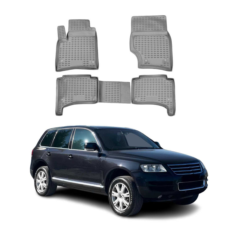 Tapis de sol pour VW Touareg 2003-2010 en caoutchouc TPE 3D Gris 4Pcs