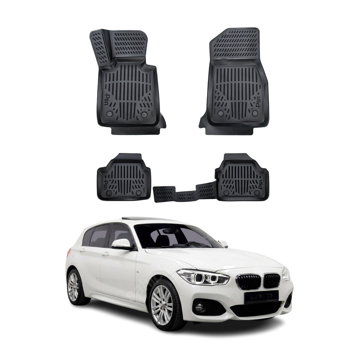 Tapis de sol pour BMW 1 Série F20 2011-2019 Noir 3D en Caoutchouc TPE 4Pcs