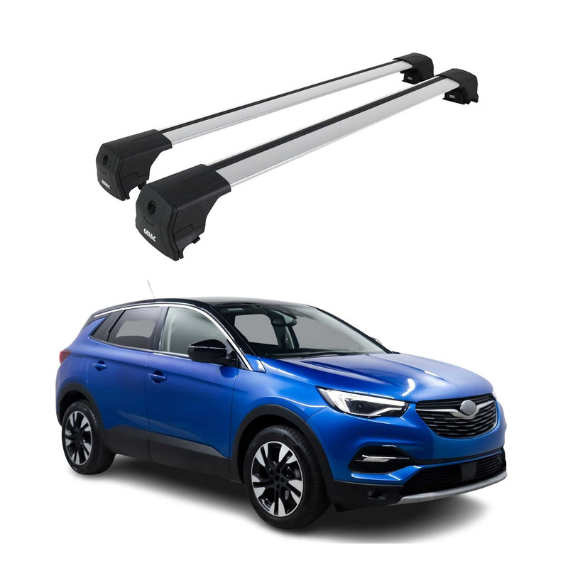 Barres De Toit Transversales pour Opel Grandland X 2017-2022 Alu Gris ABE