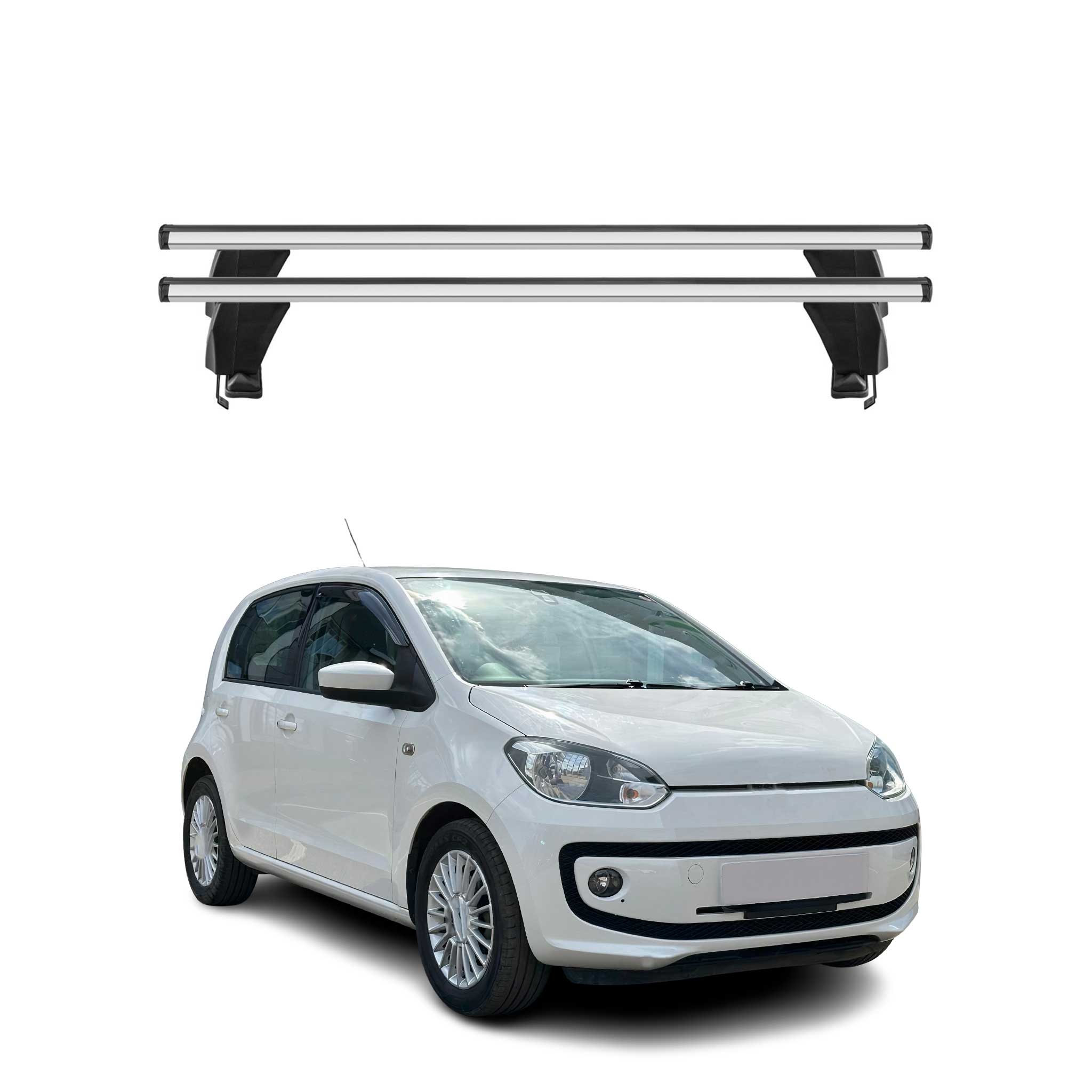 Menabo Barres de toit Transversales pour VW Up! 2011-2016 Alu Gris ABE 2x