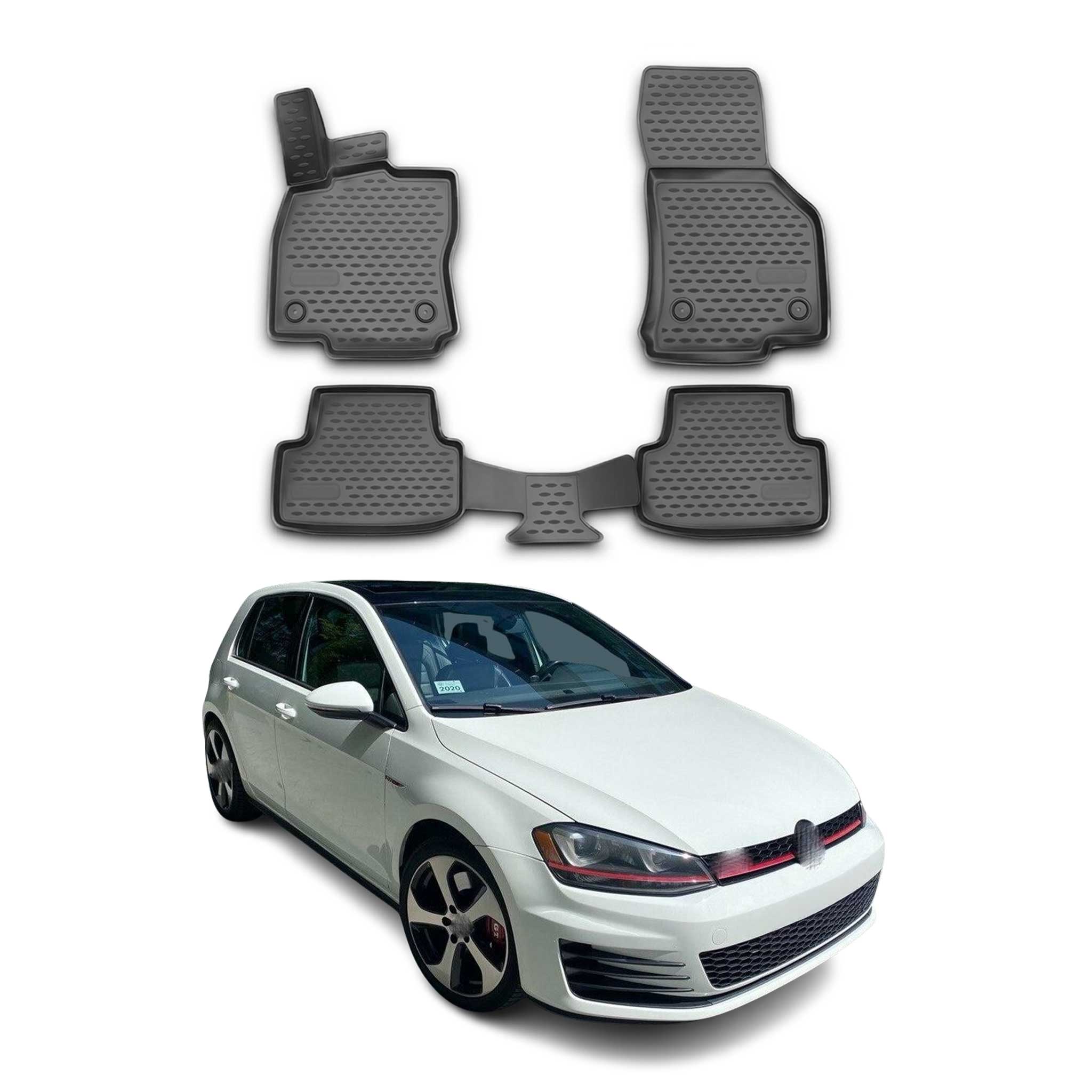OMAC Tapis de sol pour Volkswagen Golf 7 2015-2020 en caoutchouc Noir