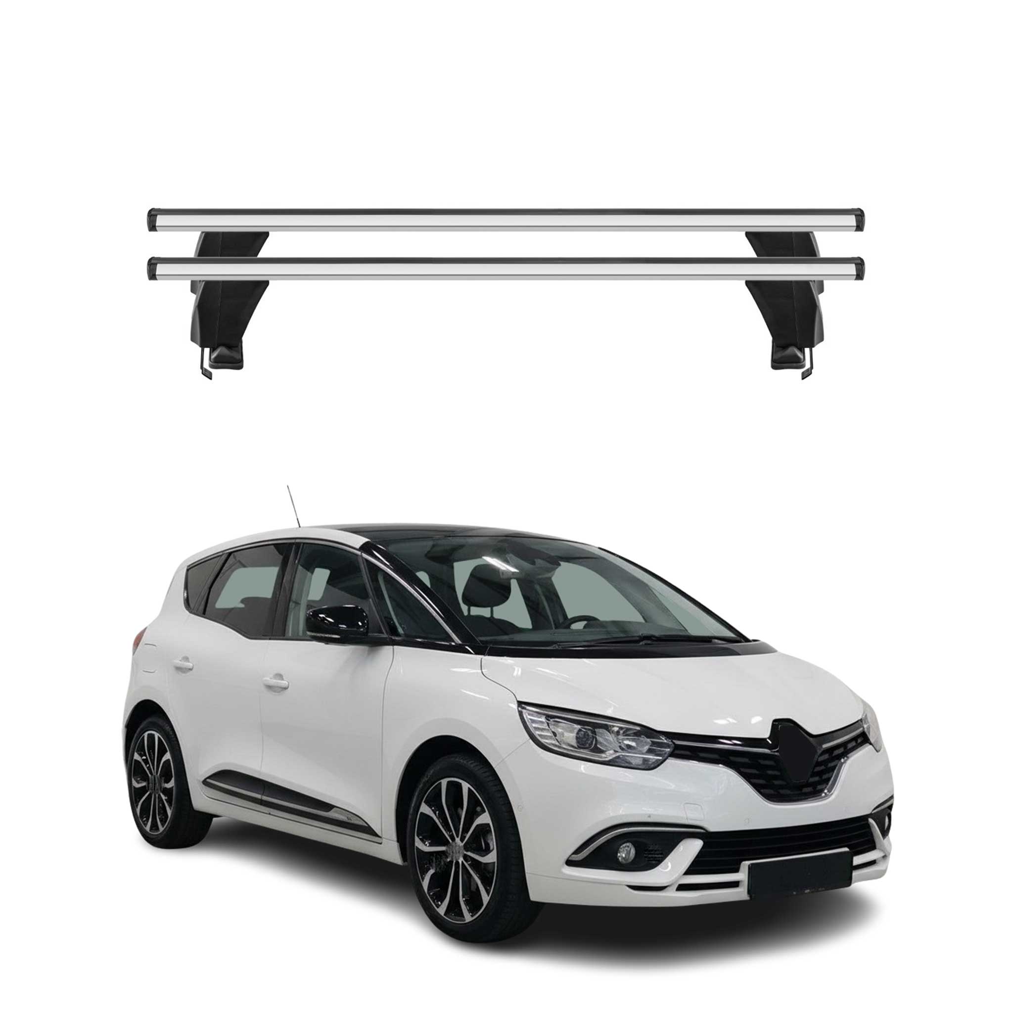Menabo Barres de toit Transversales pour Renault Scenic IV 2017-2025 Alu Gris