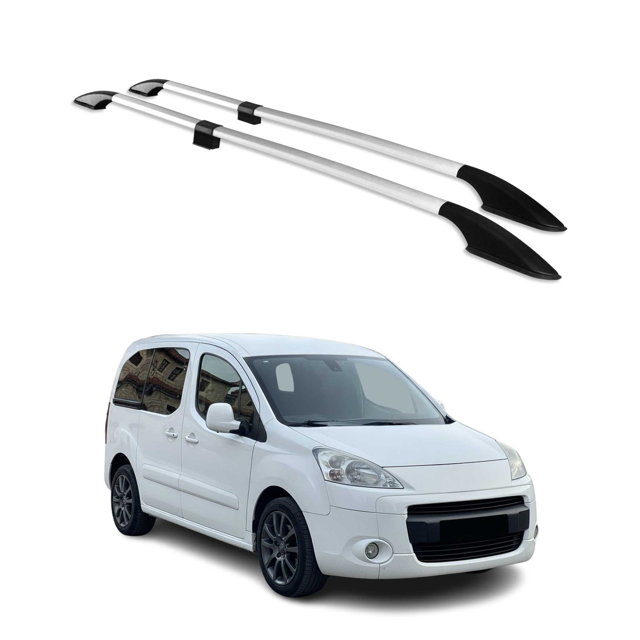 Barres de toit longitudinales pour Peugeot Partner Tepee 2008-18 L1 Alu Gris 2x