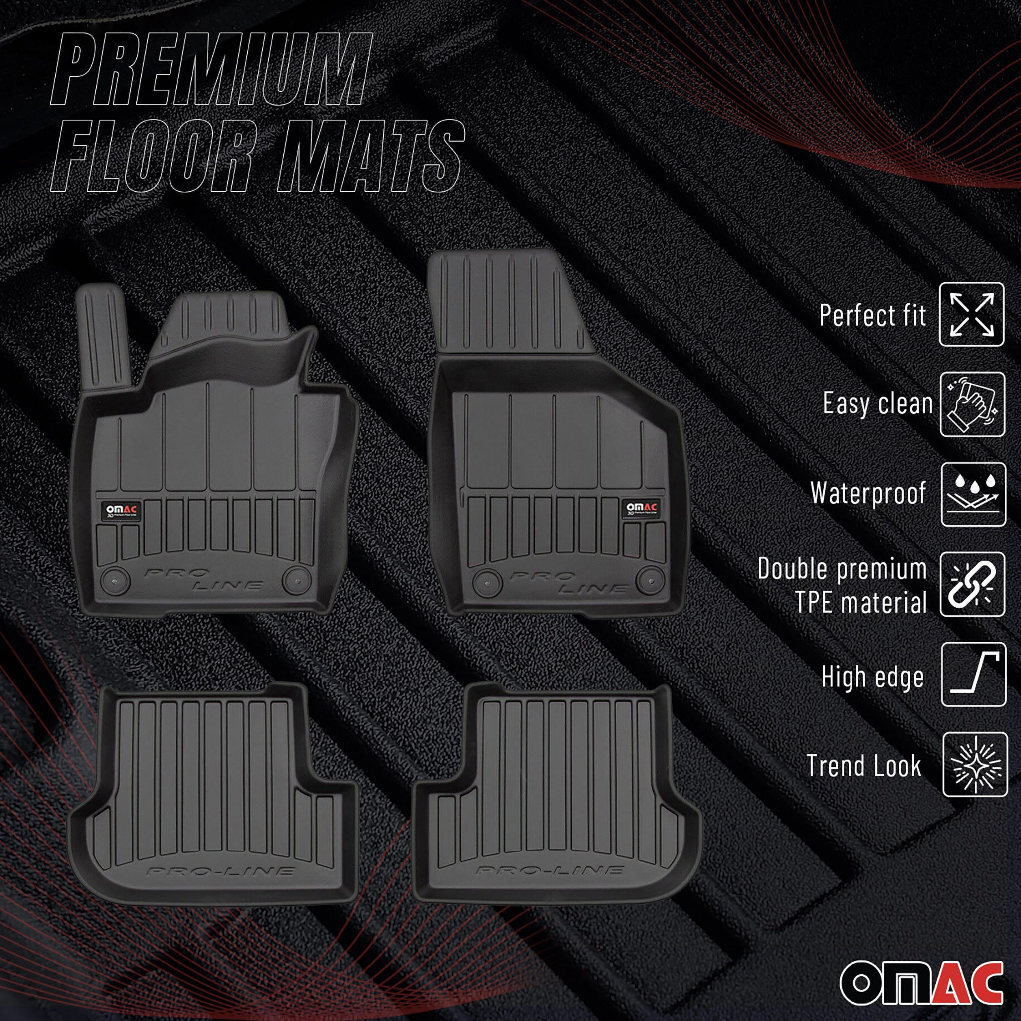 Tapis de Sol pour VW Beetle 2011-2019 Caoutchouc TPE Noir