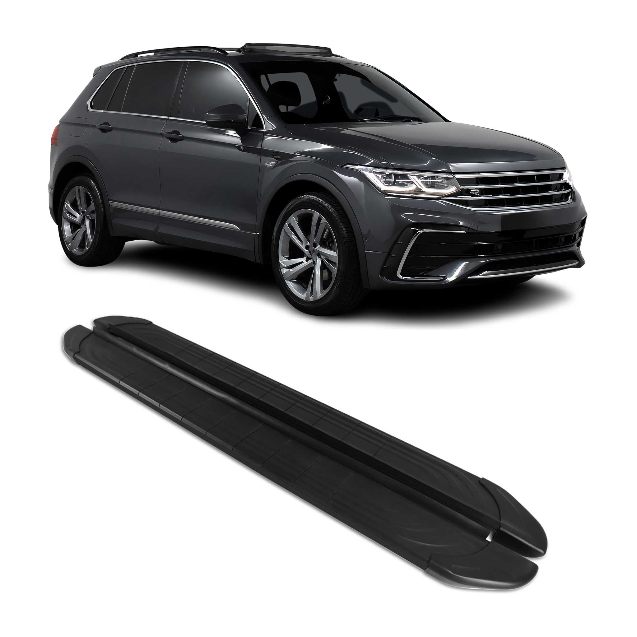 Marchepieds Latéraux pédale pour VW Tiguan II 2016-2023 2Pcs Aluminium Noir