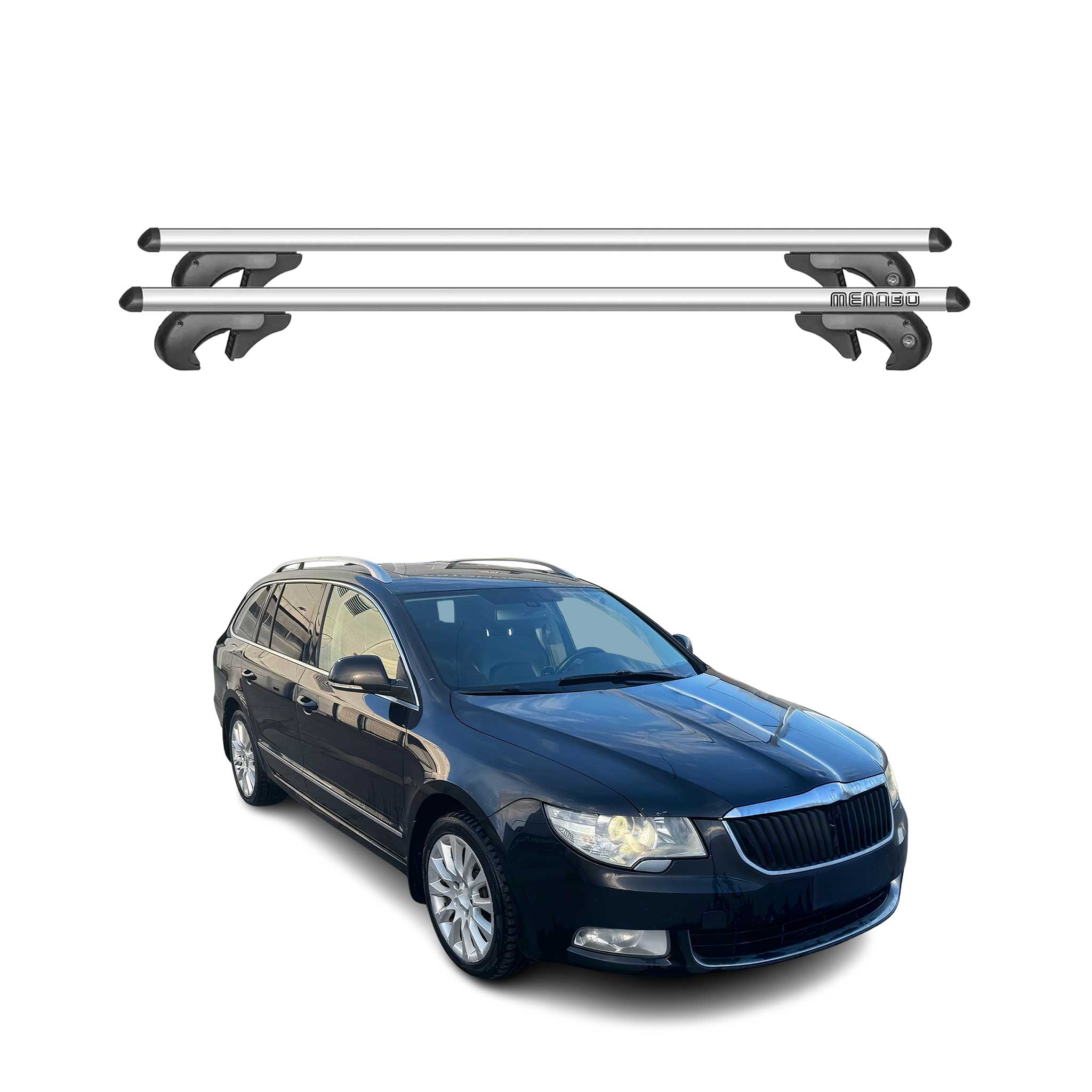 Barres de toit transversales pour Skoda Superb 3T 2013-2015 90kg Alu Gris