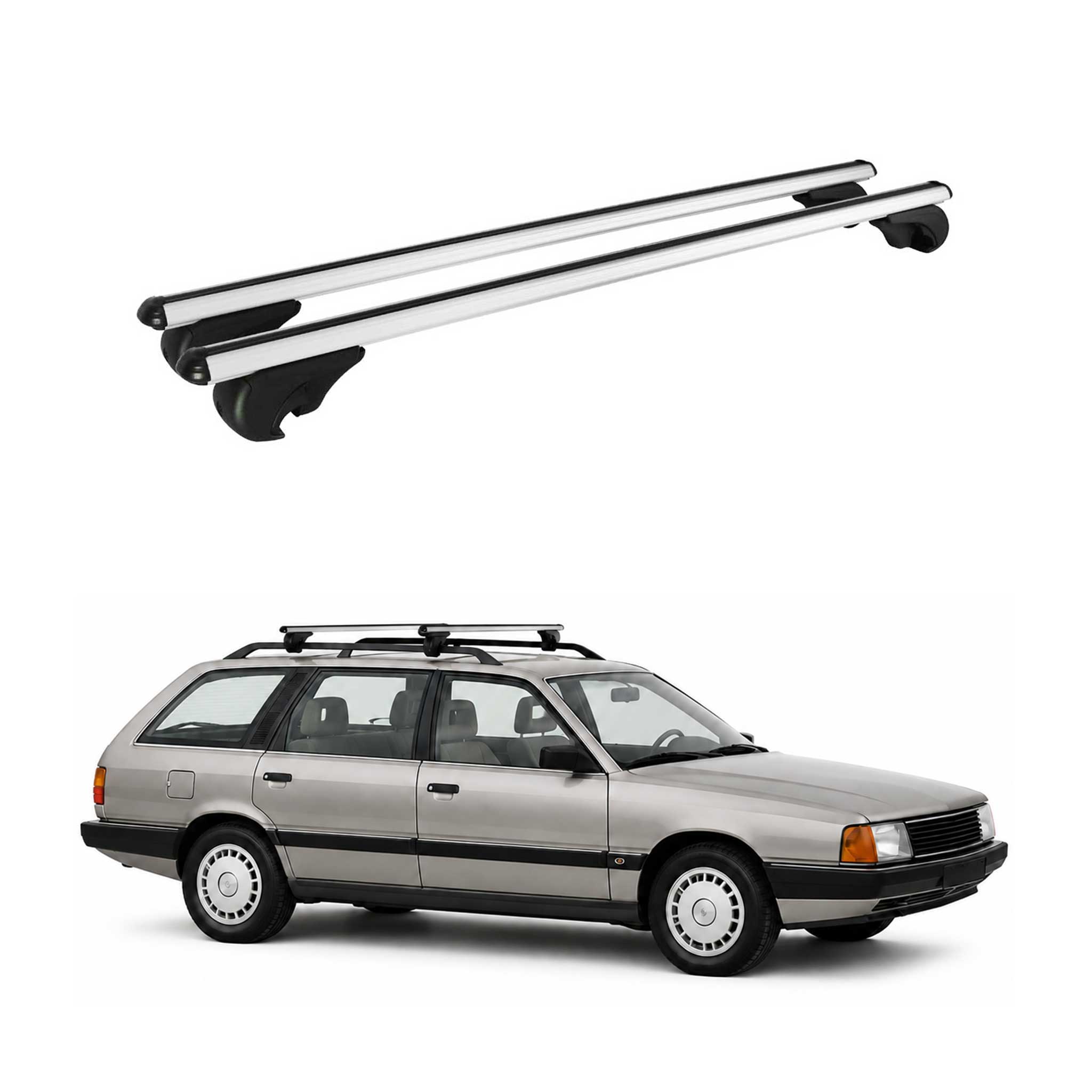 Barres de toit Transversales pour Audi 100 Avant 1983-1991 TÜV Aluminium Gris 2x