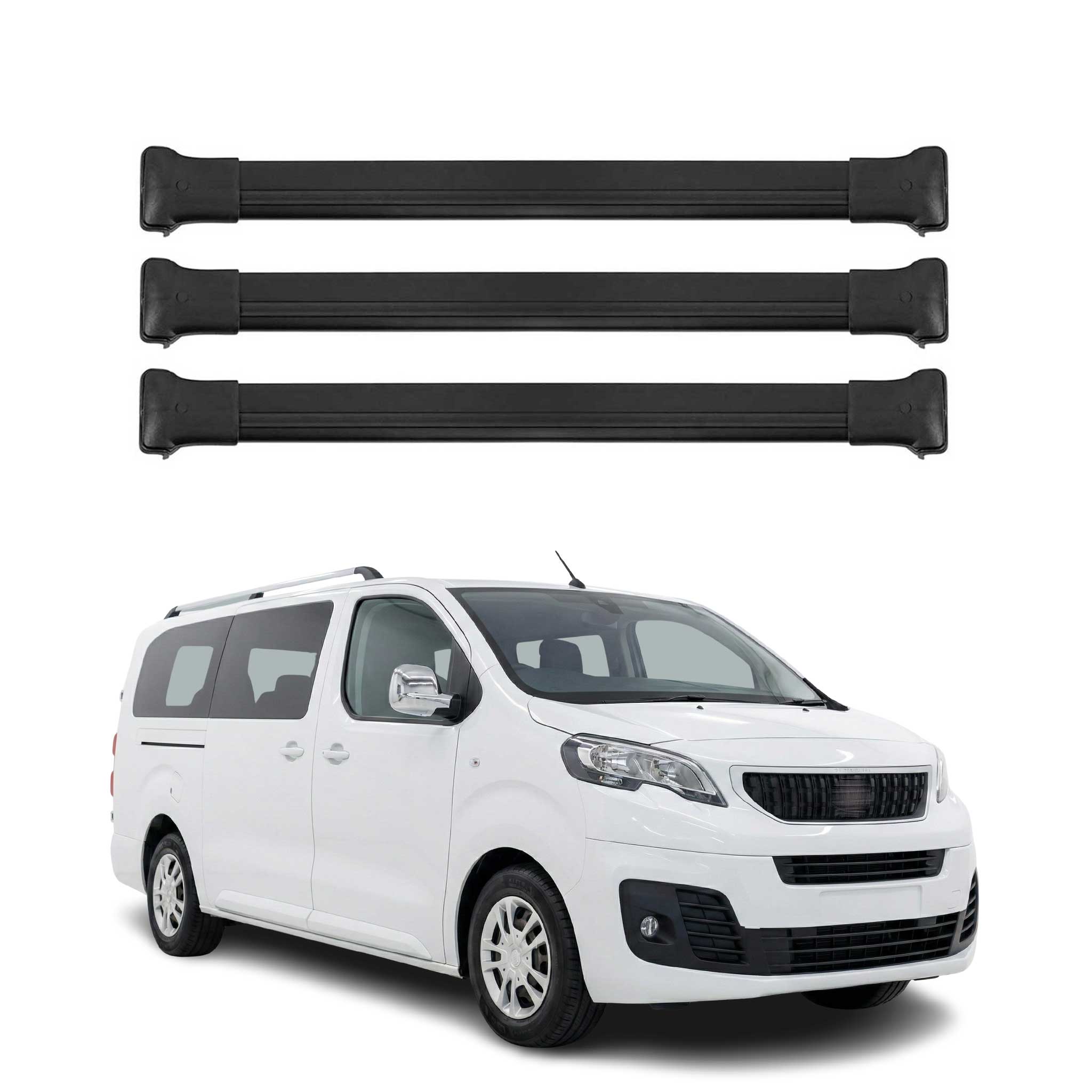 Barres de toit transversales pour Peugeot Expert / Traveller 2016-2026 Noir 3x