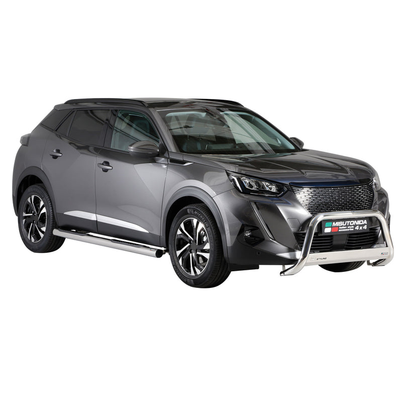 Pare-buffle Avant pour Peugeot 2008 2020-2025 63mm en Acier Inoxydable Argent