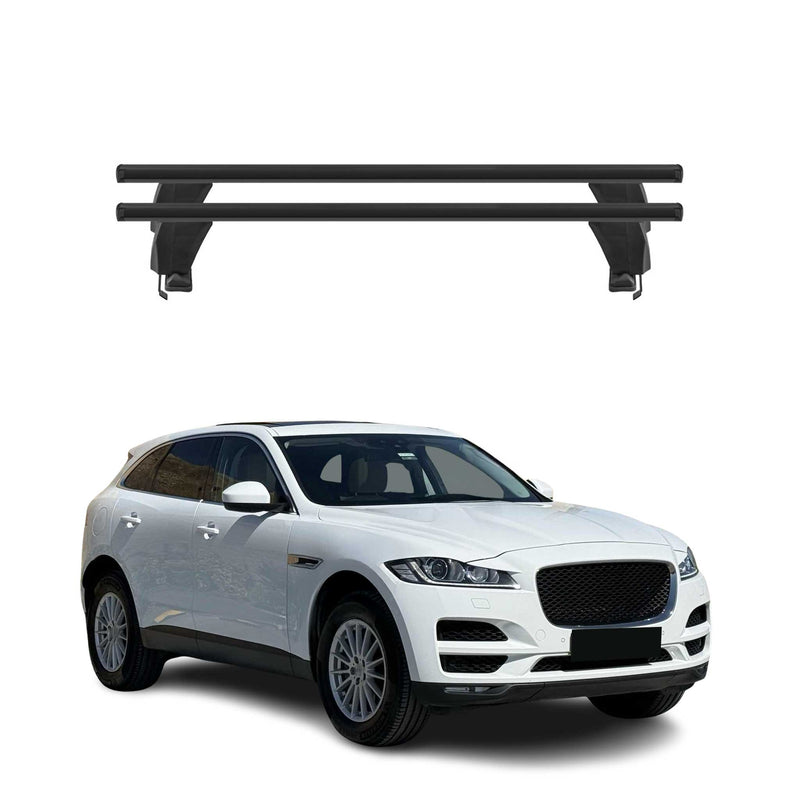 Menabo Barres de toit Transversales pour Jaguar F-Pace 2016-2025 Noir ABE 2x