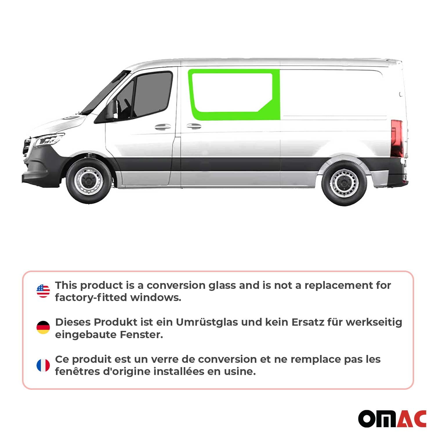 Vitre de Porte pour Mercedes Sprinter W907 2018-2026 L2 L3 L4 Gauche coulissante
